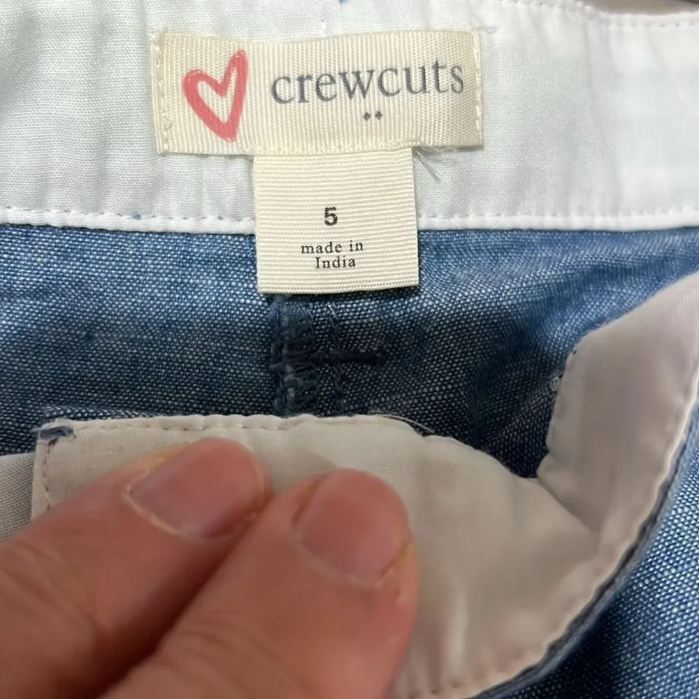 Crewcuts Factory Girls' chambray pleated short blue size 5 NWOT